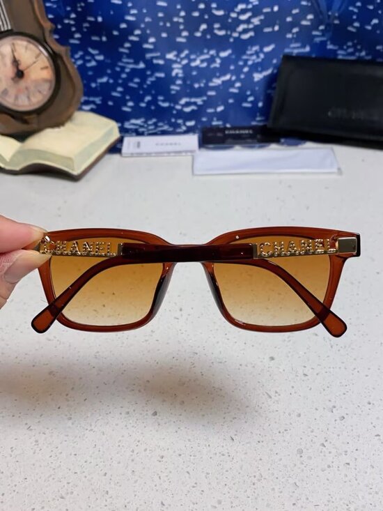 Chanel Tortoise Square Sunglasses with Crystal Temples main image 9